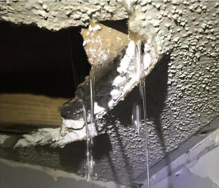 roof caved and water leaking from it